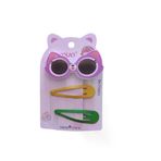 FAMEMUS ACCESSORY 0020055 Renkli Tokalar Ve Sevimli Kedi Gözlüğü Seti (3 Parça)
