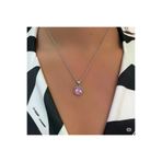 FAMEMUS ACCESSORY 0040046 Çelik Kolye – Mor Taşlı Zarif Tasarım