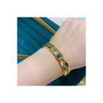 FAMEMUS ACCESSORY 0040895 Sevgililer Gününe Özel Gold Çelik Turkuaz Taşlı Özel Tasarım Bileklik