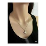FAMEMUS ACCESSORY 01138 Çelik Zincir Gümüş Renk Zirkon Taşlı Tasarım Altın Renk Yıldız Kolye