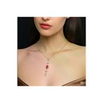 FAMEMUS ACCESSORY 12459 Kırmızı Oniks & Kristal Damla Uzun Kolye
