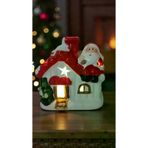FAMEMUS ACCESSORY 241324341 Yılbaşı Süs Ev Modelli Işıklı Ve Çam Şeklinde Biblo Ürün Boyut 13*12Cm