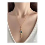 Famemus Accessory Mavi Topaz & Kristal Damla Uzun Kolye