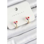 Famemus Accessory Pirinç Zirkon Taşlı Kelebek Model Gold Renk Çocuk Küpe