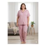 FAMES PİJAMA Kadın Büyük Beden Düğmeli Pijama Takımı