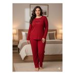 FAMES PİJAMA Kadın Kırmızı Mevsimlik Kaşkorse Pijama Takımı