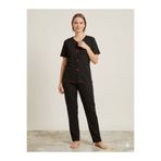 FAMES PİJAMA Yazlık Siyah Çilek Desenli Kadın Pijama Takım