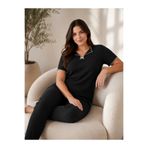 fameshomewear KADIN FİTİLLİ DÜZ YAKALI FİYONKLU PİJAMA TAKIM