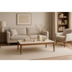 Fami Home | Cordoba Modern Orta Sehpa Ahşap Salon Sehpası - Krem-Ceviz