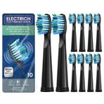 FamiHealth 10'lu Paket Diş Fırçası Başlıkları, Elektrikli Diş Fırçası Yedek Başlıkları Fairywill Elektrikli Diş Fırçası FW-507/508/515/551/917/959/2011/D1/D3/D7/D8 Peri Will Siyah 10'lu Paket