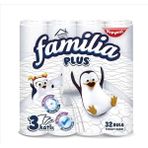 Familia Plus 3 Katlı Tuvalet Kağıdı 32 Rulo Ekstra Dayanıklı ve Ultra Yumuşak Özellikte - Beyaz