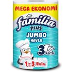 Familia Plus Jumbo Kağıt Havlu Rulo 1 Rulo 3 Katlı Dayanıklı ve Ultra Emici Mutfak Kullanımı İçin - Beyaz