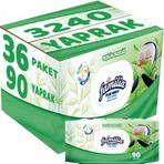 Familia Yeşilin Tazeliği 90 Yaprak Plastik Kapaklı 36'lı Set 3240 Yaprak Islak Havlu Mendil