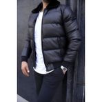 Famoda Erkek Kürklü Yaka Şişme Mont - Siyah - 2XL
