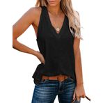 Famulily Basic Tank Top Raceback Siyah Kolsuz V Yaka Kadın T-shirt