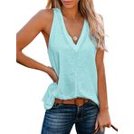 Famulily Basic Tank Top Raceback Turkuaz Kolsuz V Yaka Kadın T-shirt