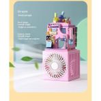 FAN Masaüstü Blok Fan Küçük Masa Vantilatörü, USB Şarj Edilebilir Pil, 3 Hız Güçlü - ZB106 - Pembe