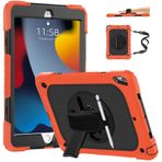 FAN SONG FS iPad 9. 8. 7. Nesil 10,2 inç, 360° Dönebilen Destek Çubuğu ve El Kayışı, Omuz Askısı ve Kalem Tutucu Kılıf iPad 2021/2020/2019 için Turuncu