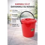 Fanatik Kapaklı Plastik Temizlik Su Kovası 12 LT Kırmızı Renk