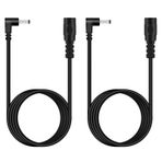 Fancasee (2 Paket 6 ft) 3,5 mm x 1,35 mm DC Güç Uzatma Kablosu 90 Derece Dik Açılı Erkekten Dişi Fiş Jak Uzatma Kablosu IP Kamera CCTV Güvenlik Kamerası Gözetim LED için