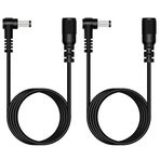 Fancasee (2 Paket 6 ft 5,5 mm x 2,5 mm DC Güç Uzatma Kablosu 90 Derece Dik Açılı Erkekten Dişi Fiş Uzatma Kablosu IP Kamera CCTV Güvenlik Kamerası Gözetim LED için