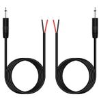 Fancasee (2 Paket 6 ft Yedek 3,5 mm Erkek Fiş Çıplak Kablo Açık Uçlu TS 2 Kutuplu Mono 1/8 inç 3,5 mm Fiş Jak Konektörü Ses Kablosu Onarımı