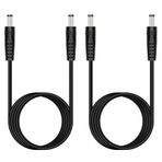 Fancasee DC güç kablosu erkek erkek, 2'li paket 6FT 5.5mm x 2.5mm DC fiş jakı güç kaynağı adaptör kablosu CCTV gözetim güvenlik kamerası LED şerit DVR yönlendirici fatura yazıcı