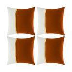 Fancy Homi 4 Paket Sonbahar Dekoratif Kırlent Kılıfları 45 x 45 cm Oturma Odası Kanepe Yatak için, Sert Turuncu ve Beyaz Kadife Yama İşi Altın Deri, Lüks Ev Dekoru Kare Yastık Kılıfı 45 x 45 cm