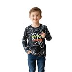 Fancy Kids Antalya Erkek Çocuk Siyah Sweatshirt Neon Kabartma Baskılı Pamuk Kumaş (Siyah, 7-8 Yaş)