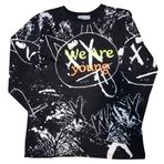 Fancy Kids Antalya Erkek Çocuk Siyah Sweatshirt Neon Kabartma Baskılı Pamuk Kumaş (Siyah, 9-10 Yaş)