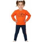 Fancy Kids Antalya Kız Çocuk Baskılı Sweatshirt Tayt İkili Takım – Siyah Turuncu | Mevsimlik ve Kışlık Rahat Takım - Siyah - Turuncu - 3 - 4 Yaş