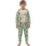 Fancy Kids Erkek Çocuk Leopard Desenli Pijama Takımı - 3 Parça (Kapüşonlu Üst, Uzun Kollu T-Shirt, Büzgülü Alt) - %100 Pamuk - 4 - 5 Yaş