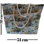Fancy Kids Kadın Plaj Çantası Fermuarlı Içi Astarlı Cepli Akvaryum Desenli Yumuşak Halat Saplı - Çok Renkli - 51x38x14