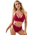 Fancy&Dancy Kadın 2 Parça Dantel İç Çamaşırı – Sütyen ve Külot Bralet Takımı (Bordo, Small)
