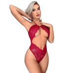 Fancy&Dancy Kadın Cut Out Şık Dantel Bodysuit Gecelik 7900 (Kırmızı, Small)