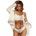 Fancy&Dancy Kadın Kaşkorse Kumaş İç Çamaşır Takımı 003 (Beyaz, Xlarge)
