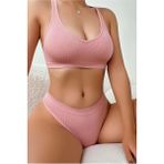 Fancy&Dancy Kadın Kaşkorse Sütyen Külot Takımı - Şık Esnek ve Rahat İç Çamaşır Takımı - 50200 - XL - Pembe