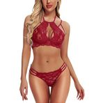 Fancy&Dancy Kadın Özel Tasarım Arkası Açık Iç Çamaşır Takımı 520 (Bordo, Medium)
