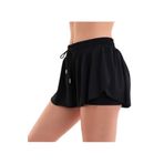 Fancy&Dancy Kadın Siyah Yüksek Bel Spor Şort Etek - Bel Kontrolü Olan Yoga Koşu Fitness Şort Etekleri – ŞortEtek (Siyah, Large)