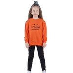 FancyKids Kız Çocuk Baskılı Sweat-Shirt Tayt İkili Takım Siyah – Turuncu (Siyah-Turuncu, 4-5 Yaş)