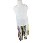 FancyKids Kız Çocuk İkili Takım Beyaz Bluz Renkli Çizgili Pantolonlu (Çizgili Desenli, 4-5 Yaş)