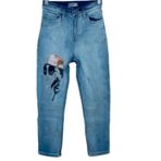 FancyKids Kız Çocuk Kot Pantolon Baskılı Denim Kumaş Jean (Denim Mavi, 12-13 Yaş)