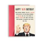 FANCYLUCKY Komik Trump 16. Doğum Günü Kartı, Erkek Kız Çocuklar için Mizah 16. Doğum Günü Kartı Hediyesi, Oğul Kızı için 16 Yaşındaki Mutlu Doğum Günü Dekorasyonu