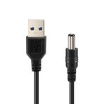 Fangxuee USB Kablosu 5,5 mm / 2,1 mm 5V DC Varil Jak Güç Kablosu (Siyah, 75 cm)