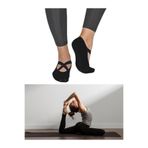 fanilam 12'li Pamuklu Kaymaz Taban Silikon Baskılı Kadın Siyah Yoga Çorabı, Pilates Çorabı, Yoga Çorabı siyah 36-40