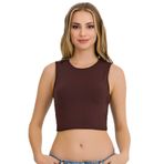fanilam İlke Kadın Elestan Kolsuz Crop -Pamuklu Şık Ve Rahat Yarım Atlet Body 2 adet Kahverengi L