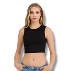 fanilam İlke Kadın Elestan Kolsuz Crop -Pamuklu Şık Ve Rahat Yarım Atlet Body 2 adet Siyah S