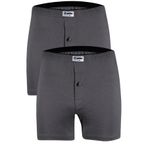 fanilam Yıldız Erkek%100 Pamuk Penye Boxer 2'li -Düğmeli Rahat Kesim Nefes Alan Kumaş Füme 3XL