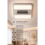Fanlı LED Tavan Avizesi, 50x50 cm, Beyaz, Metal, 6 Kademeli, Dimmerli, 3 Renk Modlu, Uzaktan Kumandalı, 80W, İç Mekan, Elektrikli
