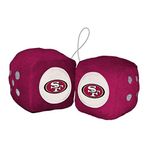 FANMATS 31995 San Francisco 49ers Takım Rengi Tüylü Zar Dekoru 7,62 cm Set